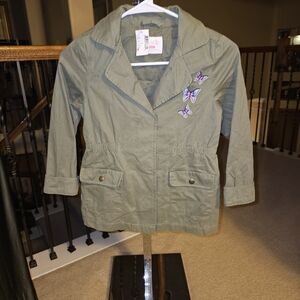 The Children's Place Green Jacket with Butterfly Embroidery